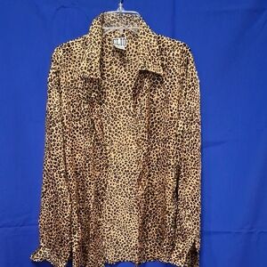 Womens Clio Leopard Print Button Down 100% Silk Shirt